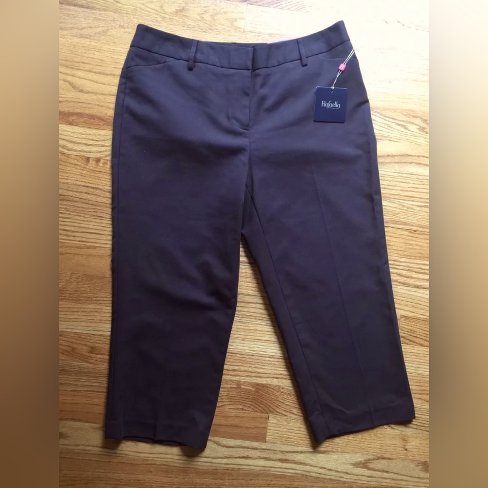 NWT RAFAELLA WOMENS DARK BROWN CHOCOLATE COTTON CURVY CAPRIS SIZE 10 $58